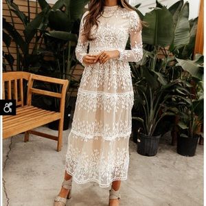bohme Lola lace long sleeve dress - ivory